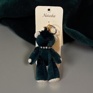 Natasha Couture Velvet Bear Keychain/Bagcharm with Rhinestone Accents
